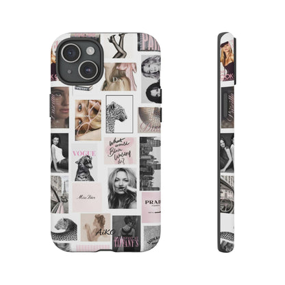 Fashion Collage Phone Case — Pink Vogue Magazine Aesthetic Tough Case
