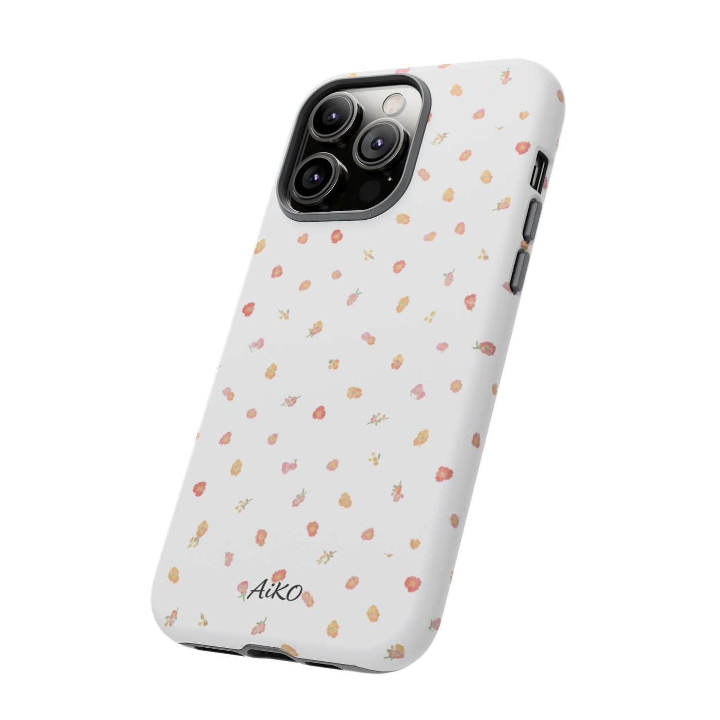 Floral Confetti Tough Phone Case — Minimal White with Tiny Rose Petals