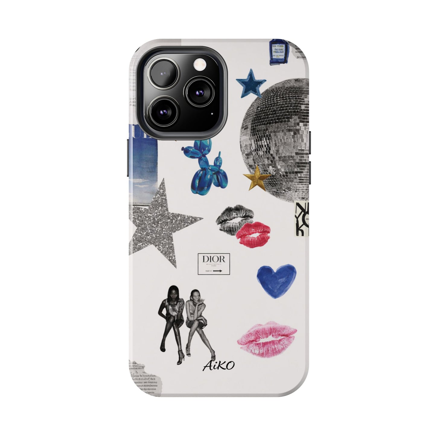 Glam Collage — Tough Protective Phone Case (disco ball, lips, stars)