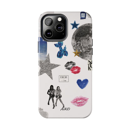 Glam Collage — Tough Protective Phone Case (disco ball, lips, stars)