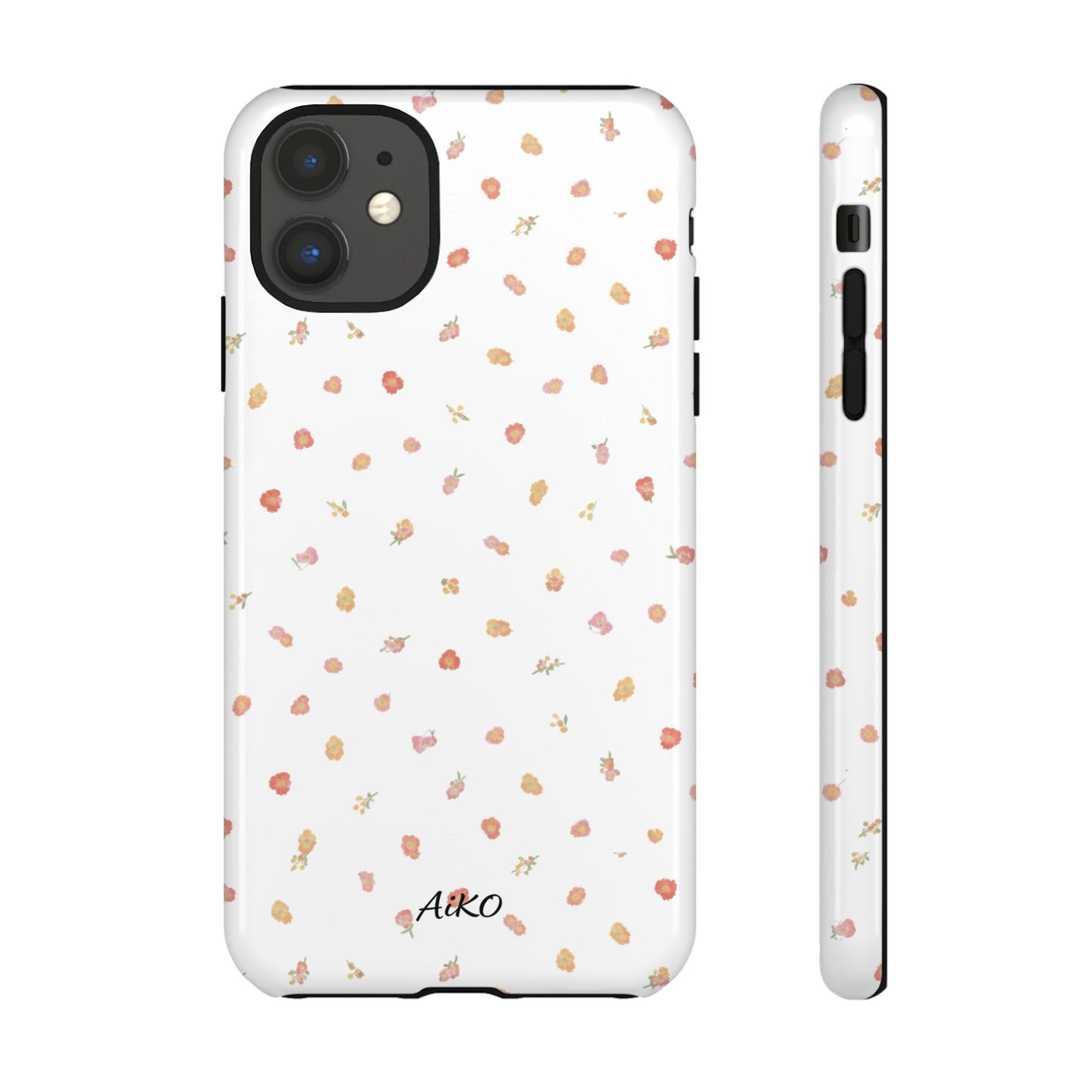 Floral Confetti Tough Phone Case — Minimal White with Tiny Rose Petals
