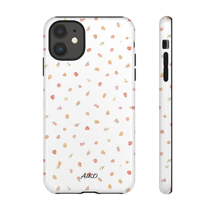 Floral Confetti Tough Phone Case — Minimal White with Tiny Rose Petals