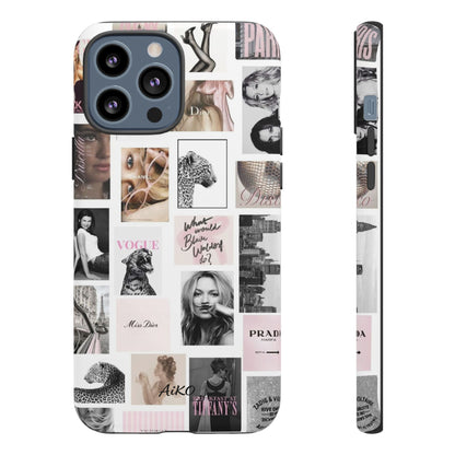 Fashion Collage Phone Case — Pink Vogue Magazine Aesthetic Tough Case