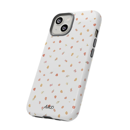 Floral Confetti Tough Phone Case — Minimal White with Tiny Rose Petals