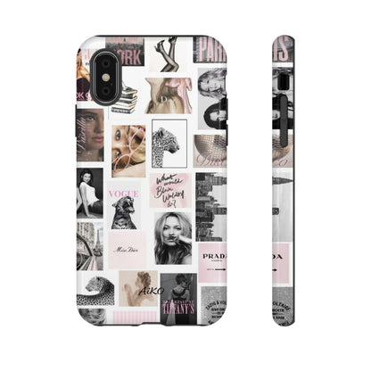 Fashion Collage Phone Case — Pink Vogue Magazine Aesthetic Tough Case
