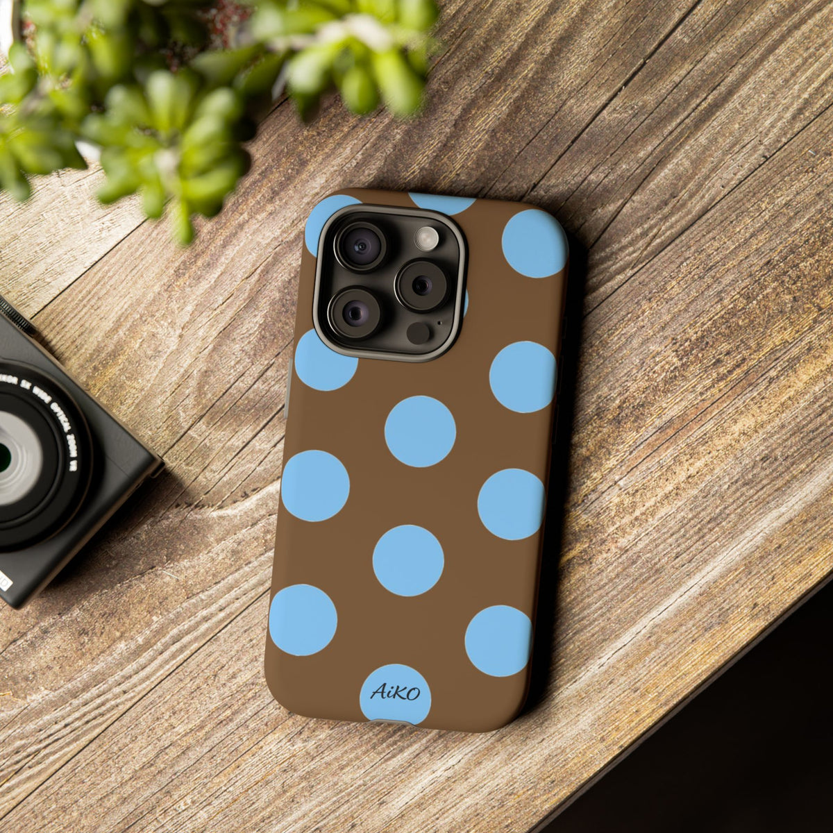 Polka Dots (Blue & Brown)