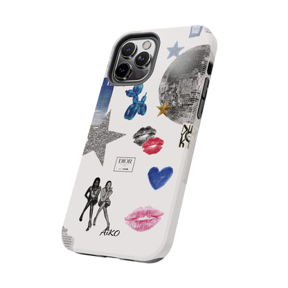 Glam Collage — Tough Protective Phone Case (disco ball, lips, stars)
