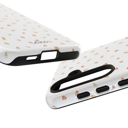 Floral Confetti Tough Phone Case — Minimal White with Tiny Rose Petals