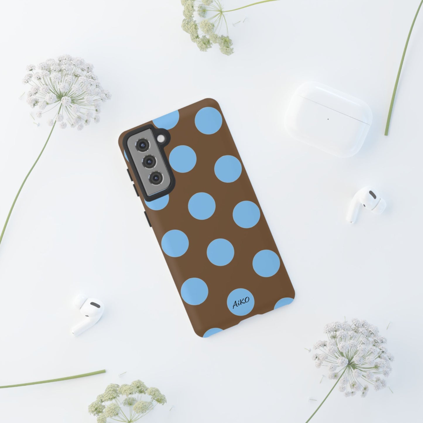 Polka Dots (Blue & Brown)