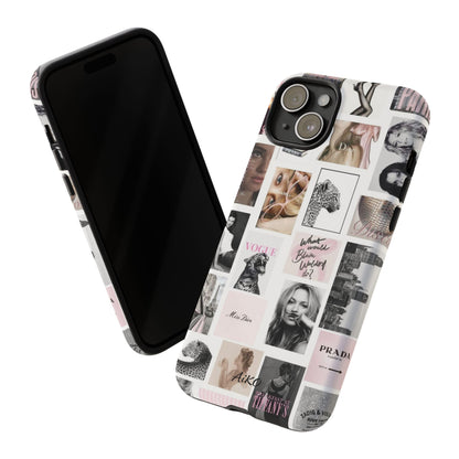 Fashion Collage Phone Case — Pink Vogue Magazine Aesthetic Tough Case