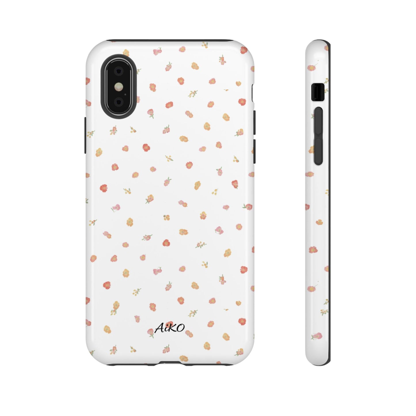 Floral Confetti Tough Phone Case — Minimal White with Tiny Rose Petals