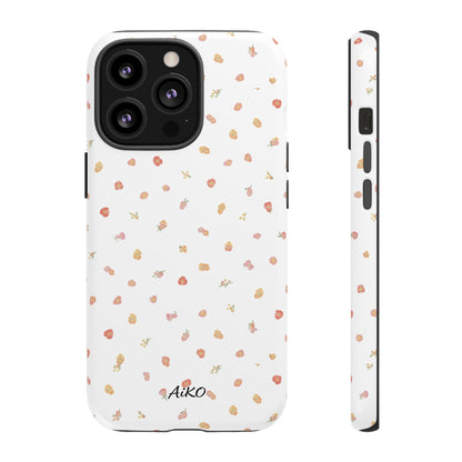 Floral Confetti Tough Phone Case — Minimal White with Tiny Rose Petals