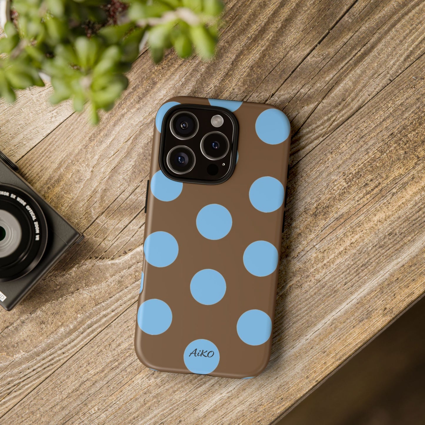 Polka Dots (Blue & Brown)