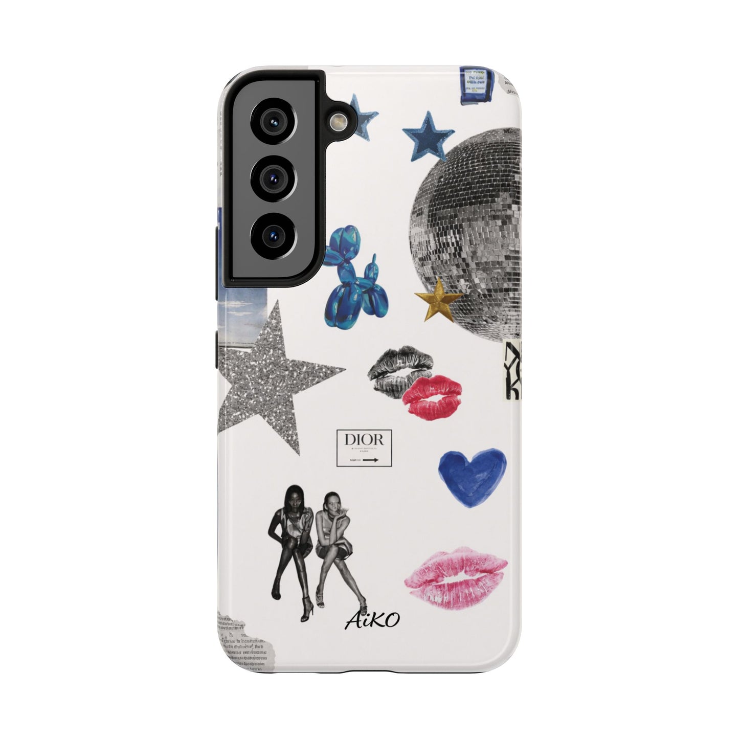 Glam Collage — Tough Protective Phone Case (disco ball, lips, stars)