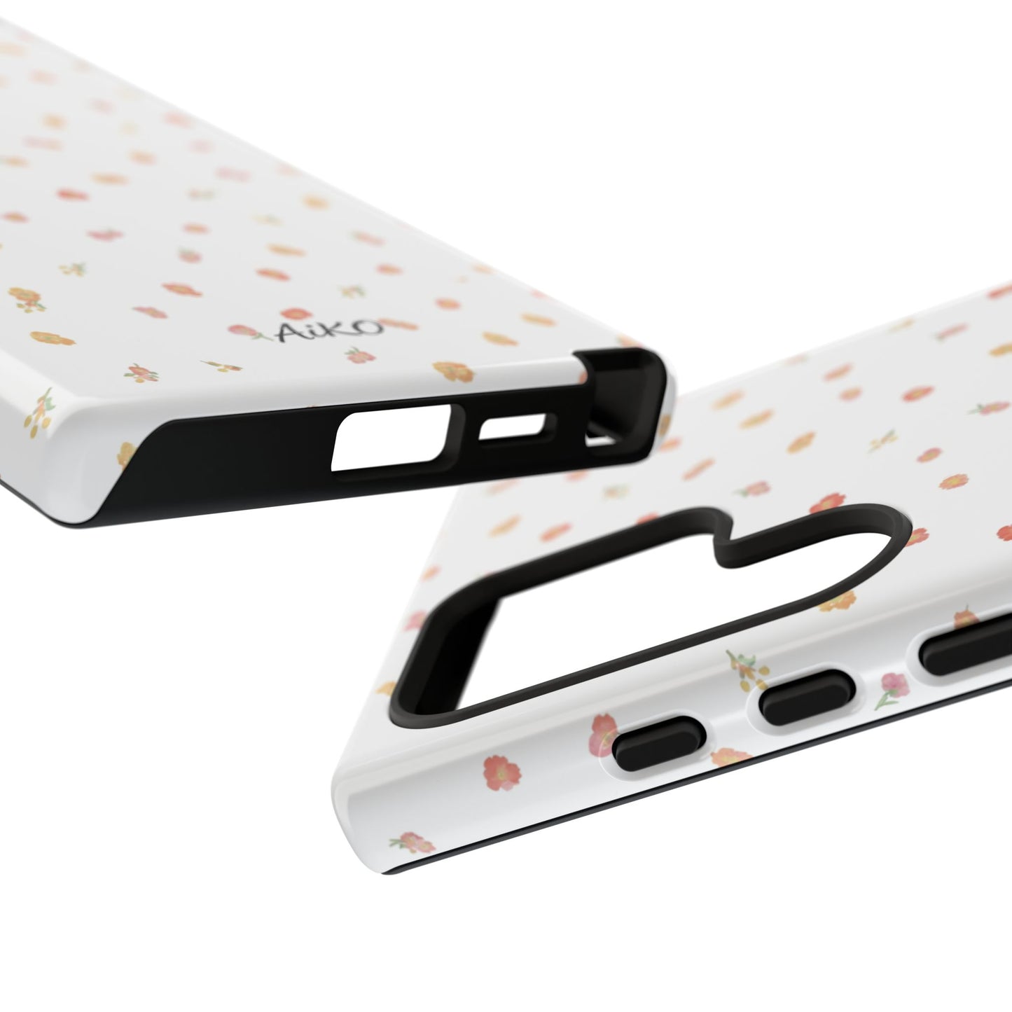Floral Confetti Tough Phone Case — Minimal White with Tiny Rose Petals