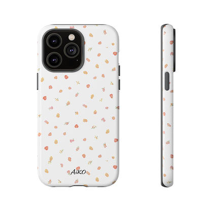 Floral Confetti Tough Phone Case — Minimal White with Tiny Rose Petals