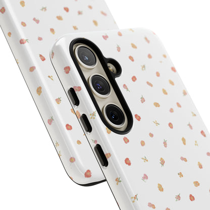 Floral Confetti Tough Phone Case — Minimal White with Tiny Rose Petals