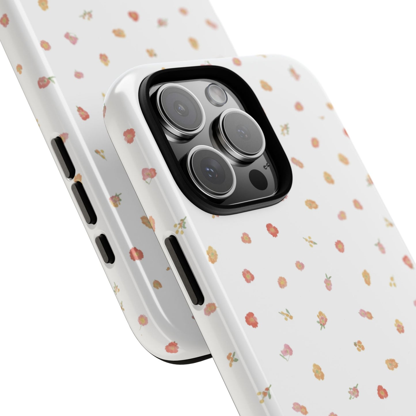Floral Confetti Tough Phone Case — Minimal White with Tiny Rose Petals