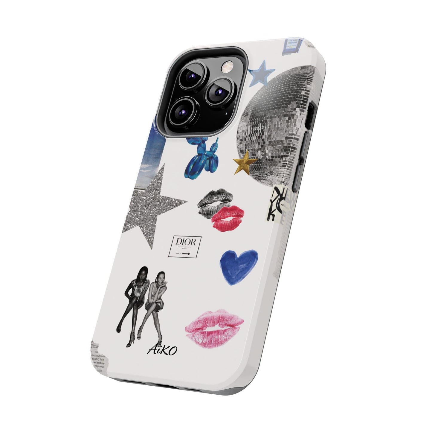 Glam Collage — Tough Protective Phone Case (disco ball, lips, stars)
