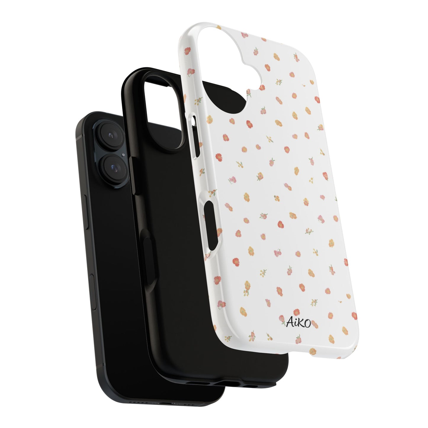 Floral Confetti Tough Phone Case — Minimal White with Tiny Rose Petals