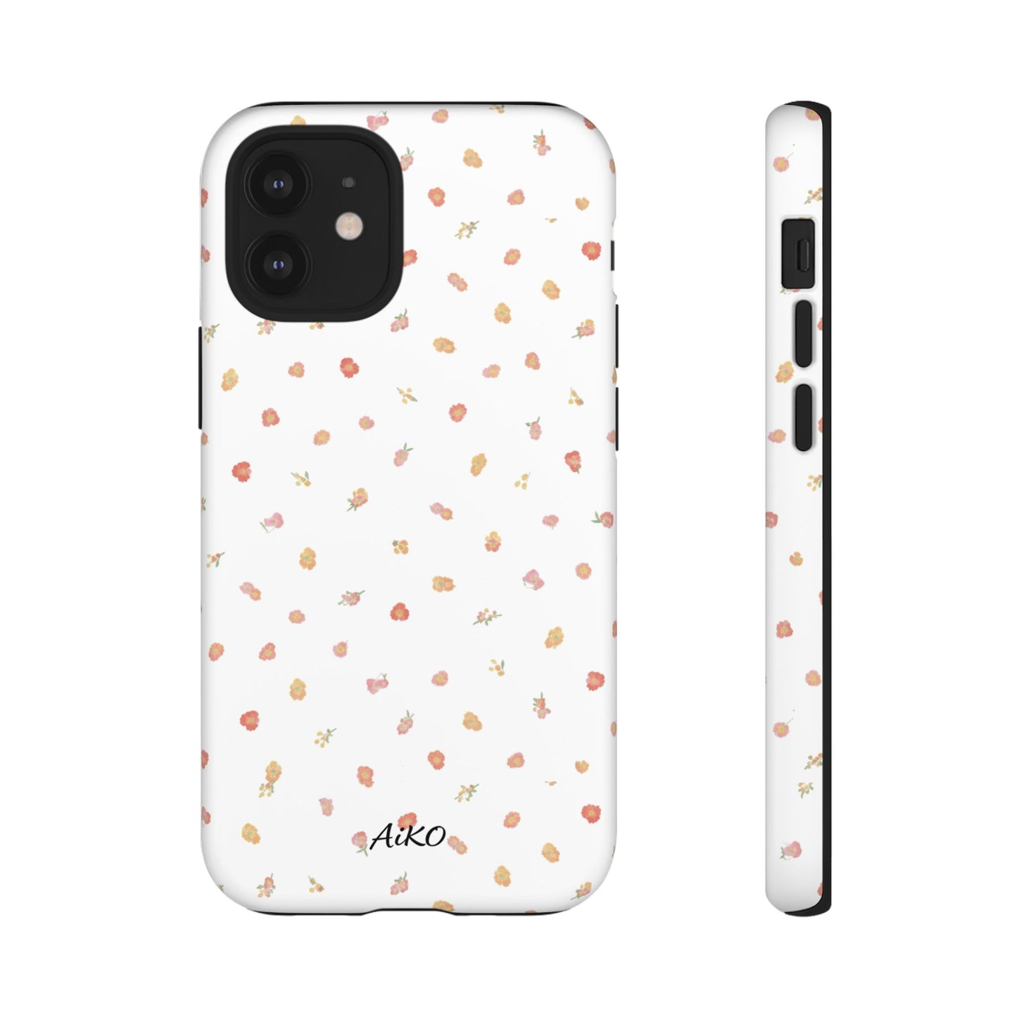 Floral Confetti Tough Phone Case — Minimal White with Tiny Rose Petals