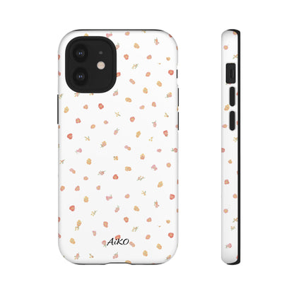 Floral Confetti Tough Phone Case — Minimal White with Tiny Rose Petals
