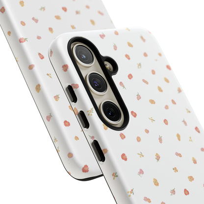 Floral Confetti Tough Phone Case — Minimal White with Tiny Rose Petals