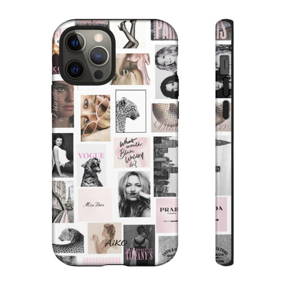 Fashion Collage Phone Case — Pink Vogue Magazine Aesthetic Tough Case
