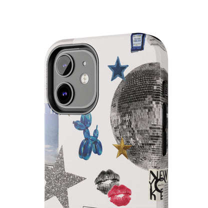 Glam Collage — Tough Protective Phone Case (disco ball, lips, stars)