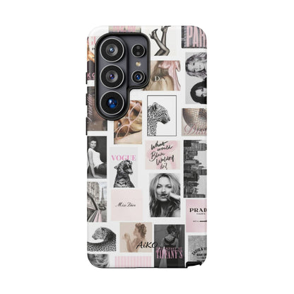 Fashion Collage Phone Case — Pink Vogue Magazine Aesthetic Tough Case