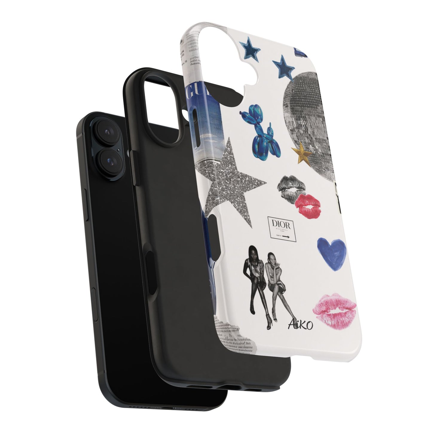 Glam Collage — Tough Protective Phone Case (disco ball, lips, stars)
