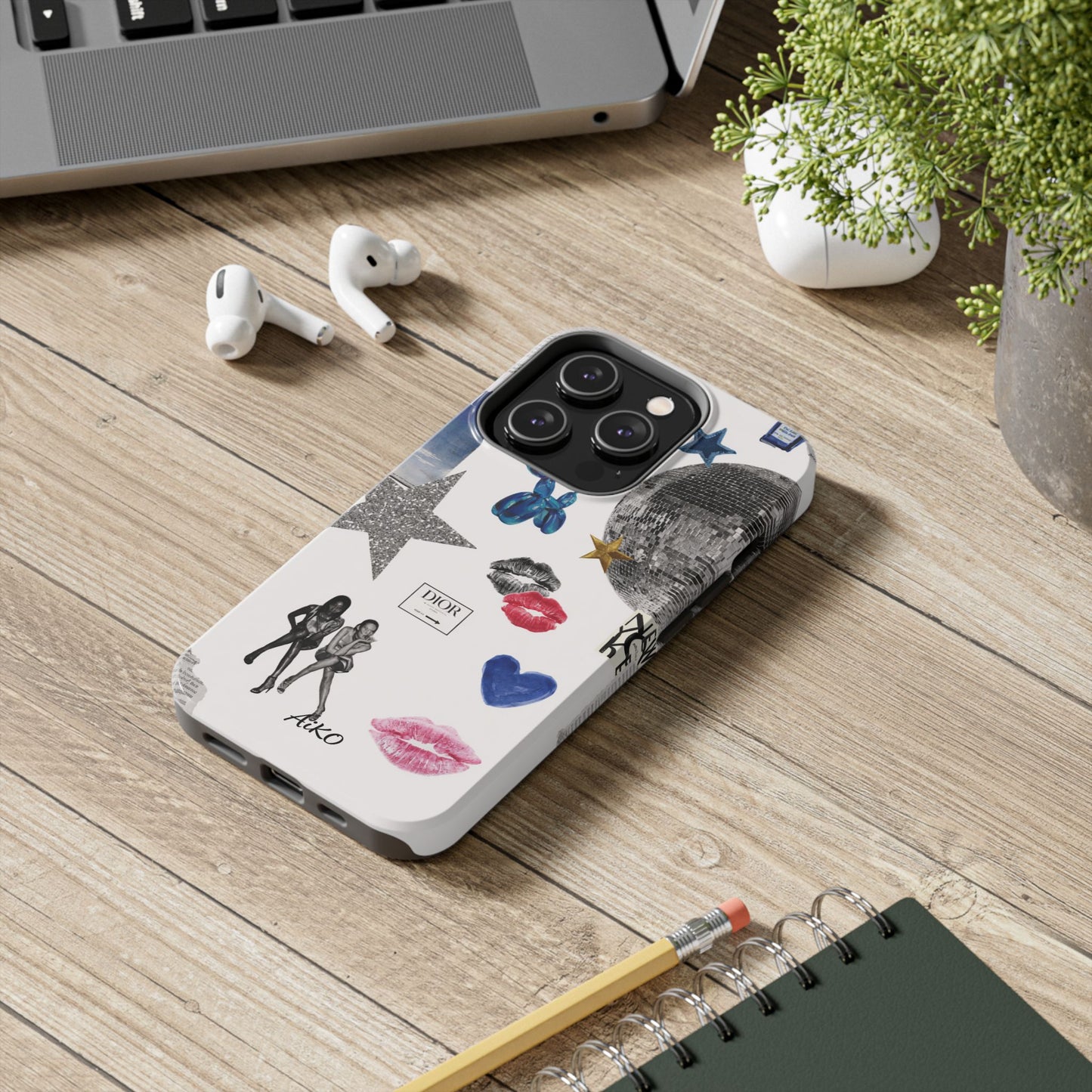 Glam Collage — Tough Protective Phone Case (disco ball, lips, stars)