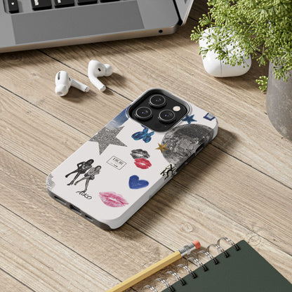 Glam Collage — Tough Protective Phone Case (disco ball, lips, stars)