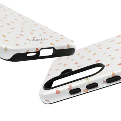Floral Confetti Tough Phone Case — Minimal White with Tiny Rose Petals