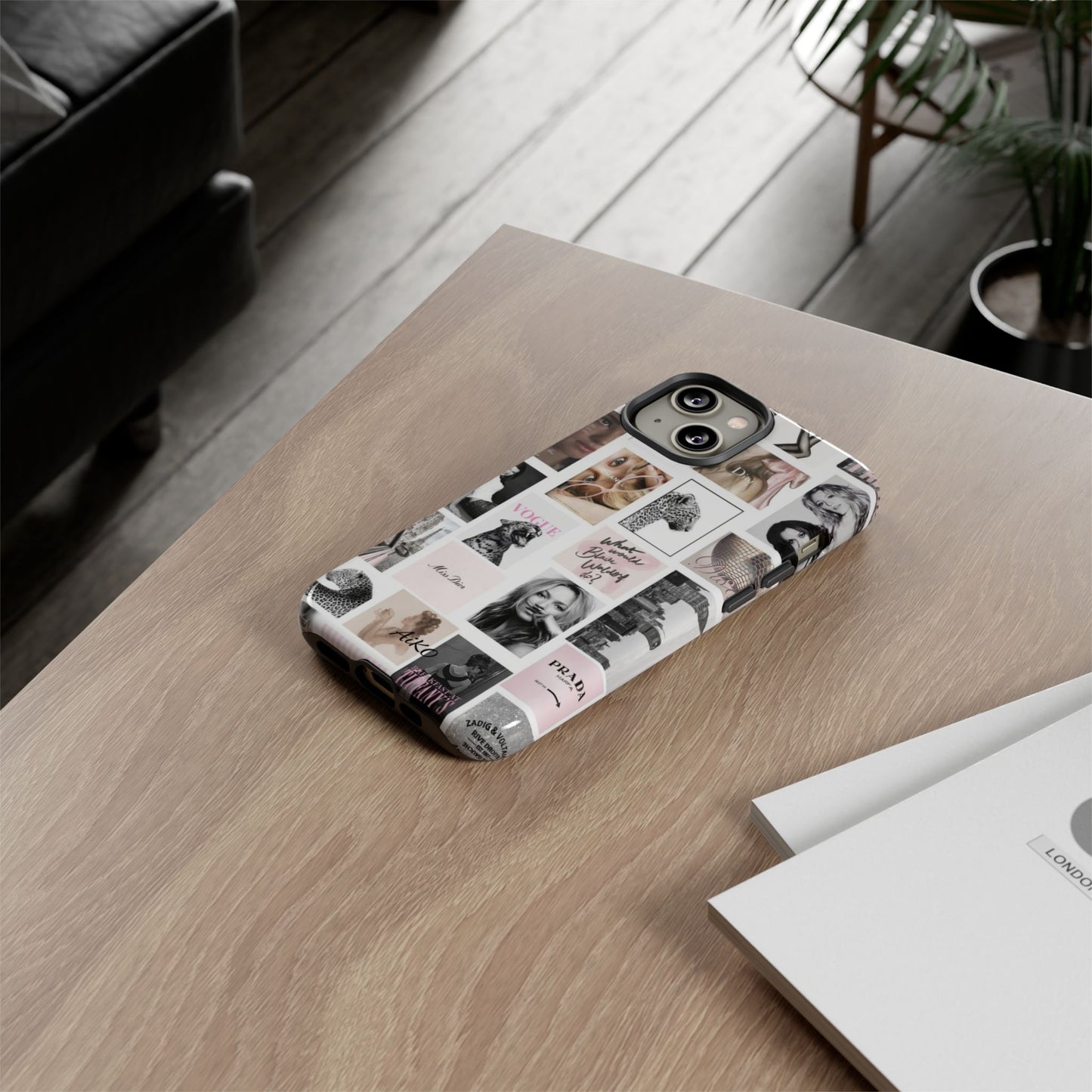 Fashion Collage Phone Case — Pink Vogue Magazine Aesthetic Tough Case