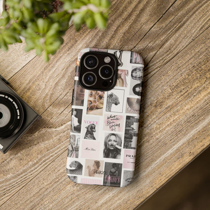 Fashion Collage Phone Case — Pink Vogue Magazine Aesthetic Tough Case