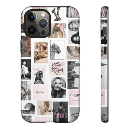 Fashion Collage Phone Case — Pink Vogue Magazine Aesthetic Tough Case