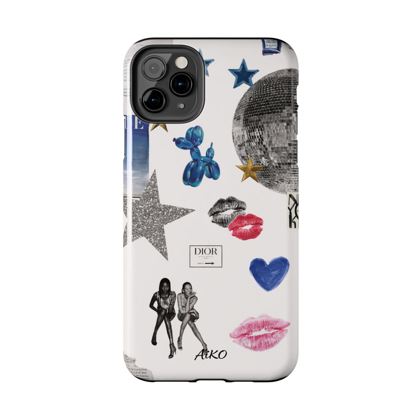 Glam Collage — Tough Protective Phone Case (disco ball, lips, stars)