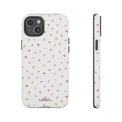 Floral Confetti Tough Phone Case — Minimal White with Tiny Rose Petals