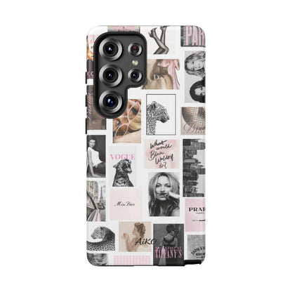 Fashion Collage Phone Case — Pink Vogue Magazine Aesthetic Tough Case