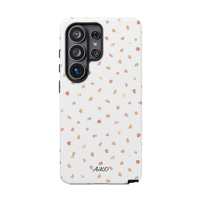 Floral Confetti Tough Phone Case — Minimal White with Tiny Rose Petals