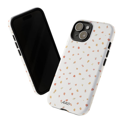 Floral Confetti Tough Phone Case — Minimal White with Tiny Rose Petals