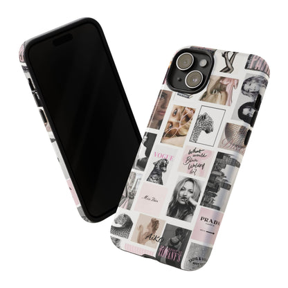 Fashion Collage Phone Case — Pink Vogue Magazine Aesthetic Tough Case