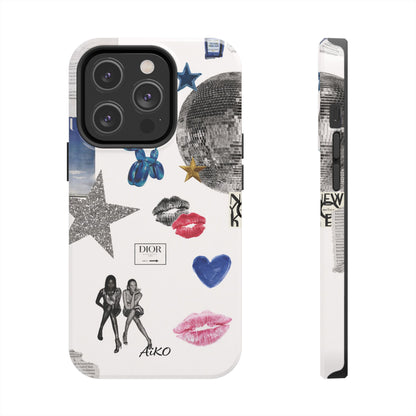 Glam Collage — Tough Protective Phone Case (disco ball, lips, stars)