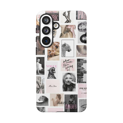 Fashion Collage Phone Case — Pink Vogue Magazine Aesthetic Tough Case