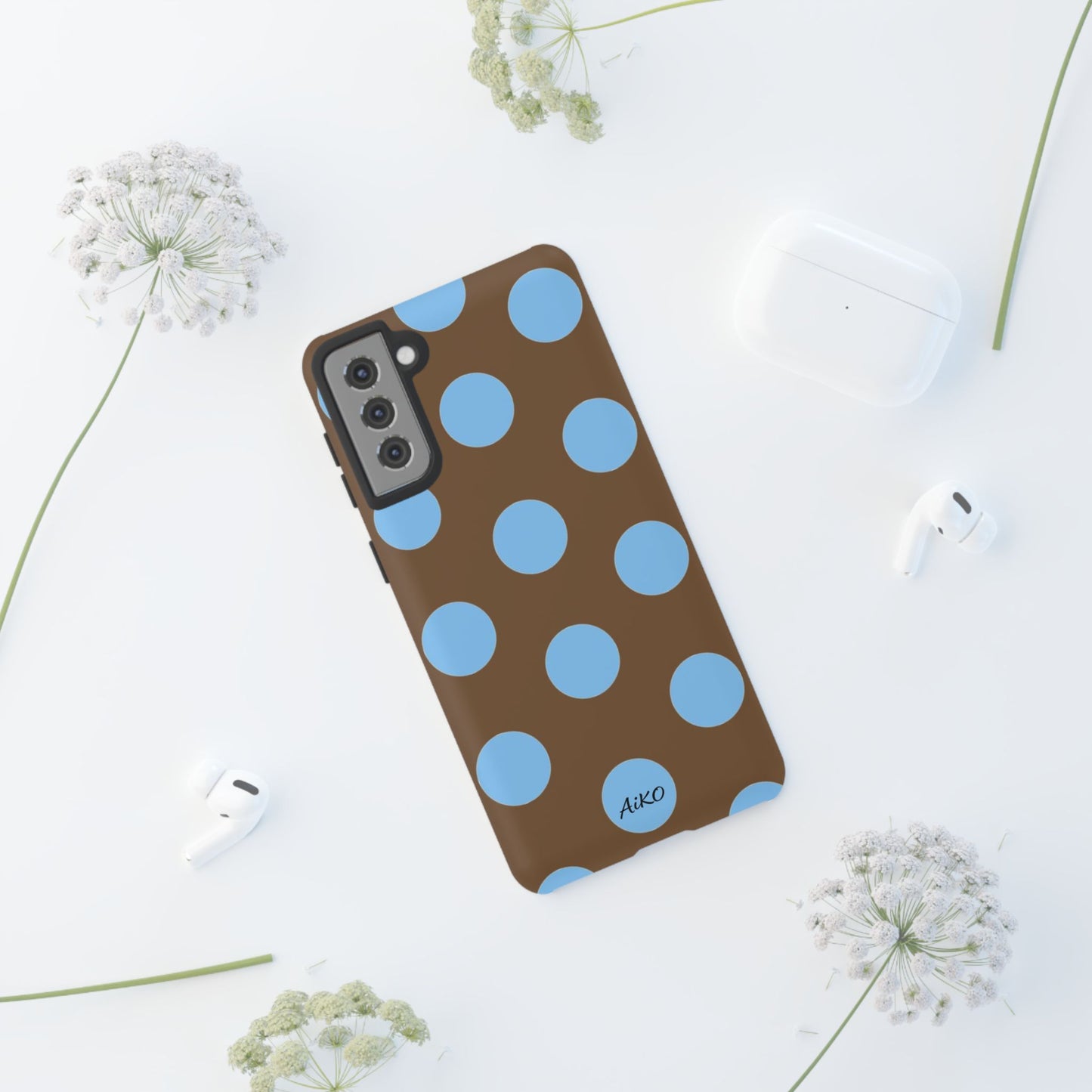 Polka Dots (Blue & Brown)