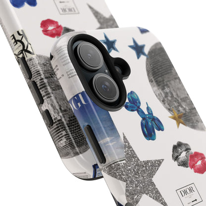 Glam Collage — Tough Protective Phone Case (disco ball, lips, stars)