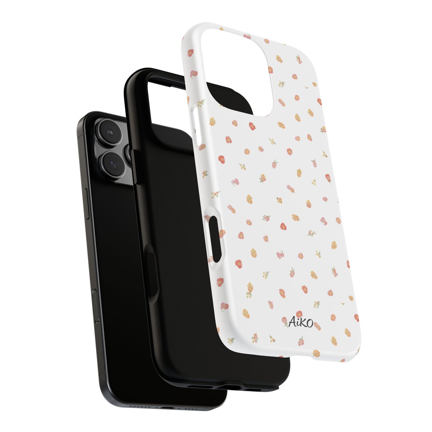 Floral Confetti Tough Phone Case — Minimal White with Tiny Rose Petals