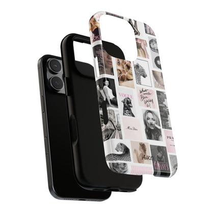 Fashion Collage Phone Case — Pink Vogue Magazine Aesthetic Tough Case