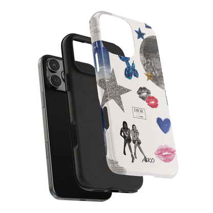Glam Collage — Tough Protective Phone Case (disco ball, lips, stars)
